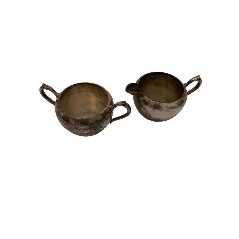 F.B. Rogers Silverplate on Copper Creamer and Sugar Vintage Set